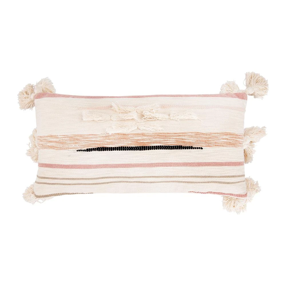 3R Studios Pink And Brown Striped Kilim Lumber 28 In. X 14 In. Throw Pillow 5 3R Studios Pink And Brown Striped Kilim Lumber 28 In. X 14 In. Throw Pillow - Image 3