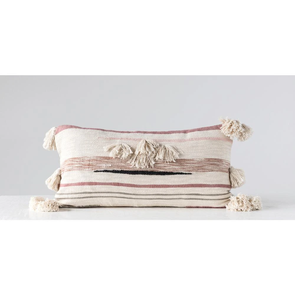 3R Studios Pink And Brown Striped Kilim Lumber 28 In. X 14 In. Throw Pillow 9 3R Studios Pink And Brown Striped Kilim Lumber 28 In. X 14 In. Throw Pillow - Image 7
