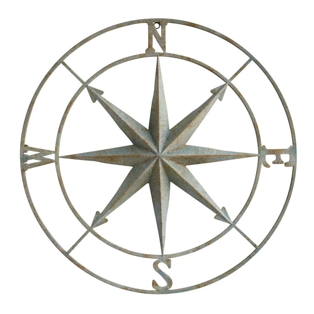 3R Studios 41 In. X 41 In. Distressed Aqua Iron Metal Wall Compass 3 3R Studios 41 In. X 41 In. Distressed Aqua Iron Metal Wall Compass