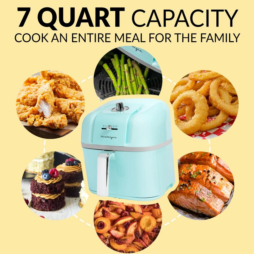 Nostalgia Classic Retro 7 Qt. Aqua Air Fryer 5 Nostalgia Classic Retro 7 Qt. Aqua Air Fryer - Image 3