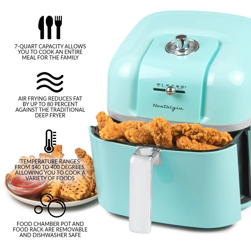 Nostalgia Classic Retro 7 Qt. Aqua Air Fryer 4 Nostalgia Classic Retro 7 Qt. Aqua Air Fryer - Image 2