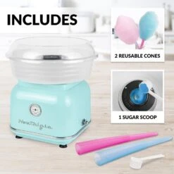Nostalgia Retro Aqua Electric Cotton Candy Maker With 2-Reusable Cotton Candy Cones -Tool Discount Store aqua nostalgia cotton candy machines clcm8aq 76 1000