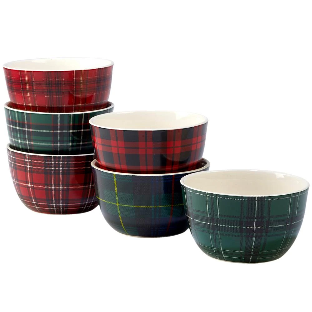Certified International Christmas Plaid 5.5 In. Ice Cream Bowl (Set Of 6) 3 Certified International Christmas Plaid 5.5 In. Ice Cream Bowl (Set Of 6)