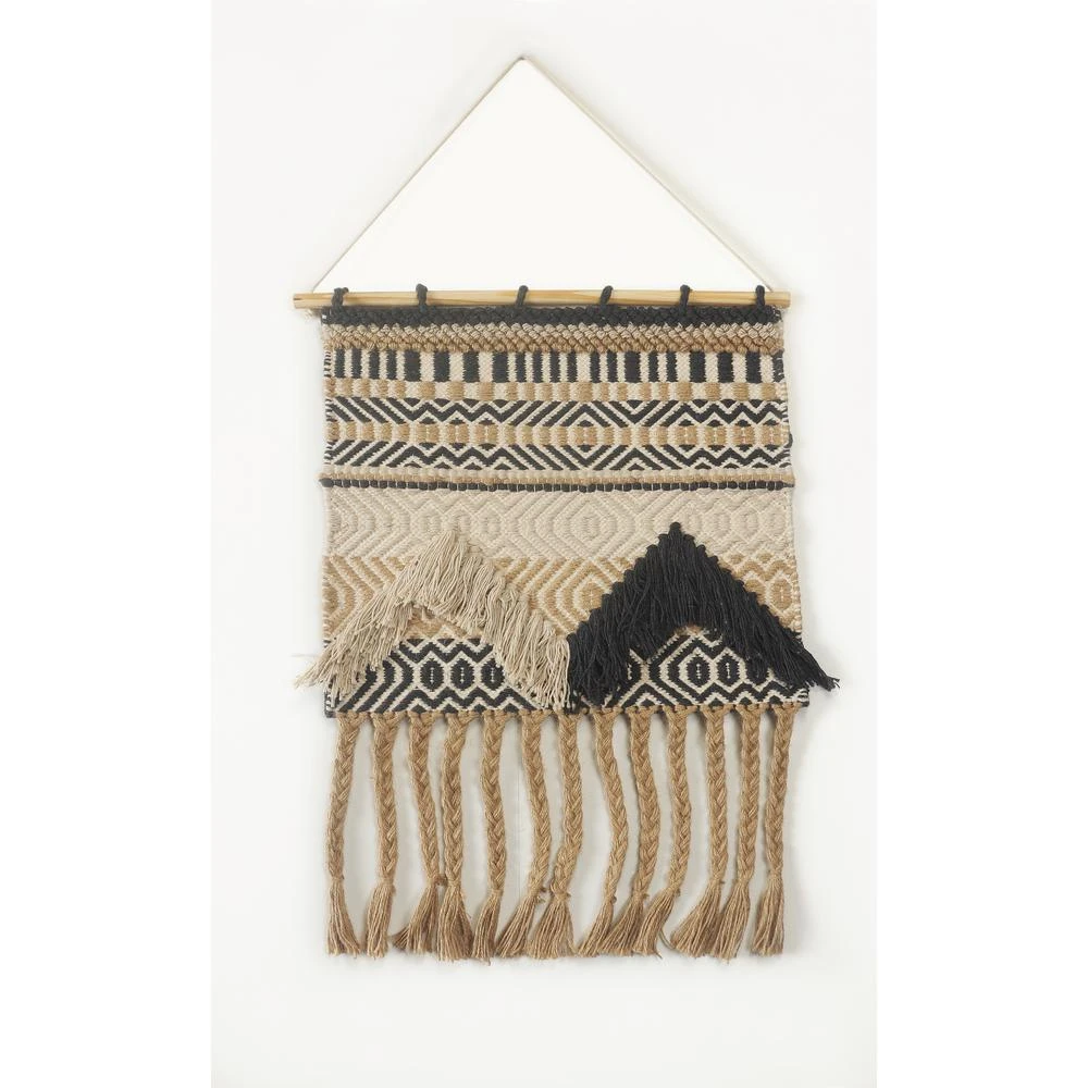 LR Home Trellis Beige / Charcoal Geometric Braided Fringed Wall Tapestry 3 LR Home Trellis Beige / Charcoal Geometric Braided Fringed Wall Tapestry