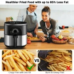 Costway 3.5 Qt. Electric Stainless Steel Air Fryer Oven Oilless Cooker 1300-Watts Auto Shut Off -Tool Discount Store black and silvery costway air fryers ep23972 76 1000