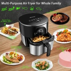 Costway 3.5 Qt. Electric Stainless Steel Air Fryer Oven Oilless Cooker 1300-Watts Auto Shut Off -Tool Discount Store black and silvery costway air fryers ep23972 fa 1000