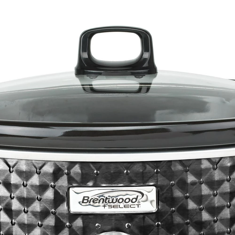 Brentwood Appliances Diamond 7 Qt. Black Slow Cooker With Tempered Glass Lid 6 Brentwood Appliances Diamond 7 Qt. Black Slow Cooker With Tempered Glass Lid - Image 4