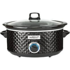 Brentwood Appliances Diamond 7 Qt. Black Slow Cooker With Tempered Glass Lid