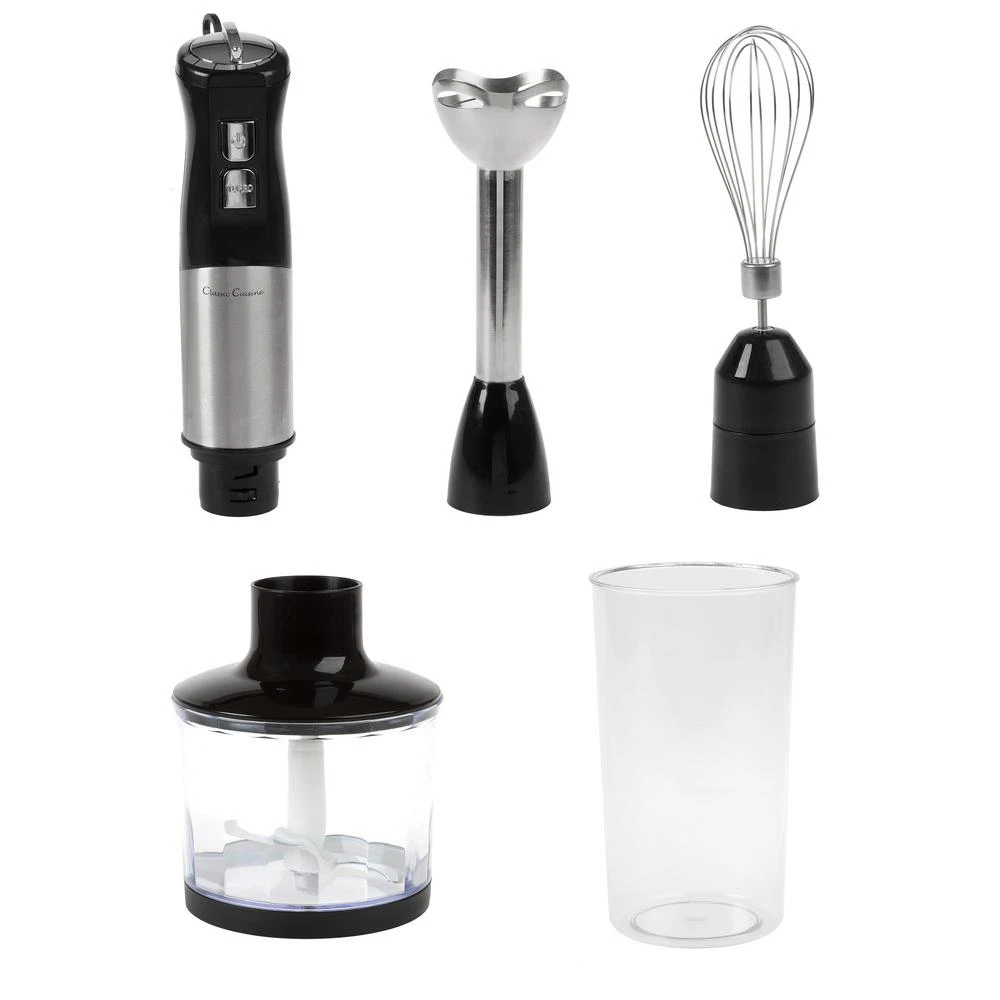 Classic Cuisine 6-Speed 4-in-1 Black Immersion Blender With Chopper And Whisk Attachment 3 Classic Cuisine 6-Speed 4-in-1 Black Immersion Blender With Chopper And Whisk Attachment