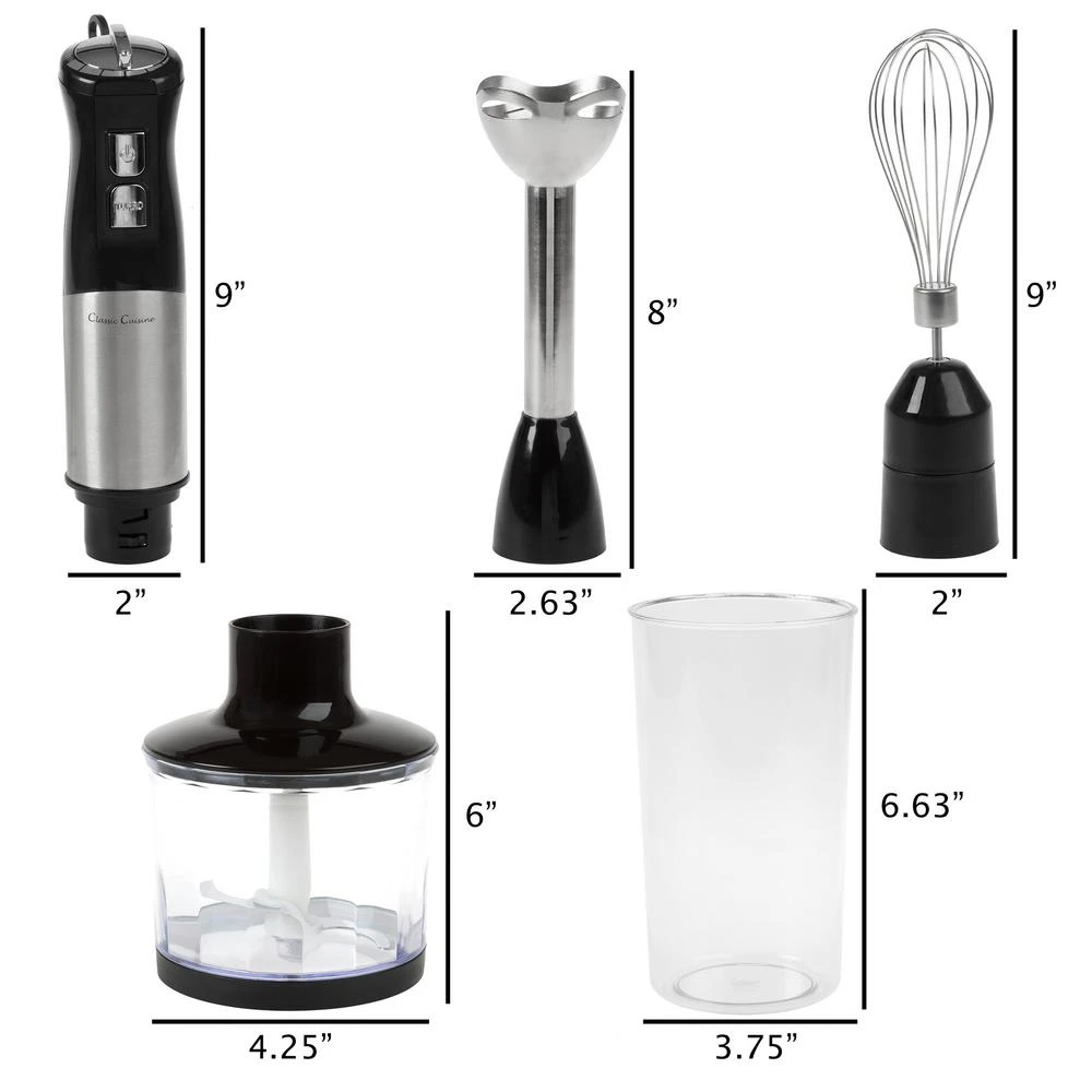 Classic Cuisine 6-Speed 4-in-1 Black Immersion Blender With Chopper And Whisk Attachment 4 Classic Cuisine 6-Speed 4-in-1 Black Immersion Blender With Chopper And Whisk Attachment - Image 2