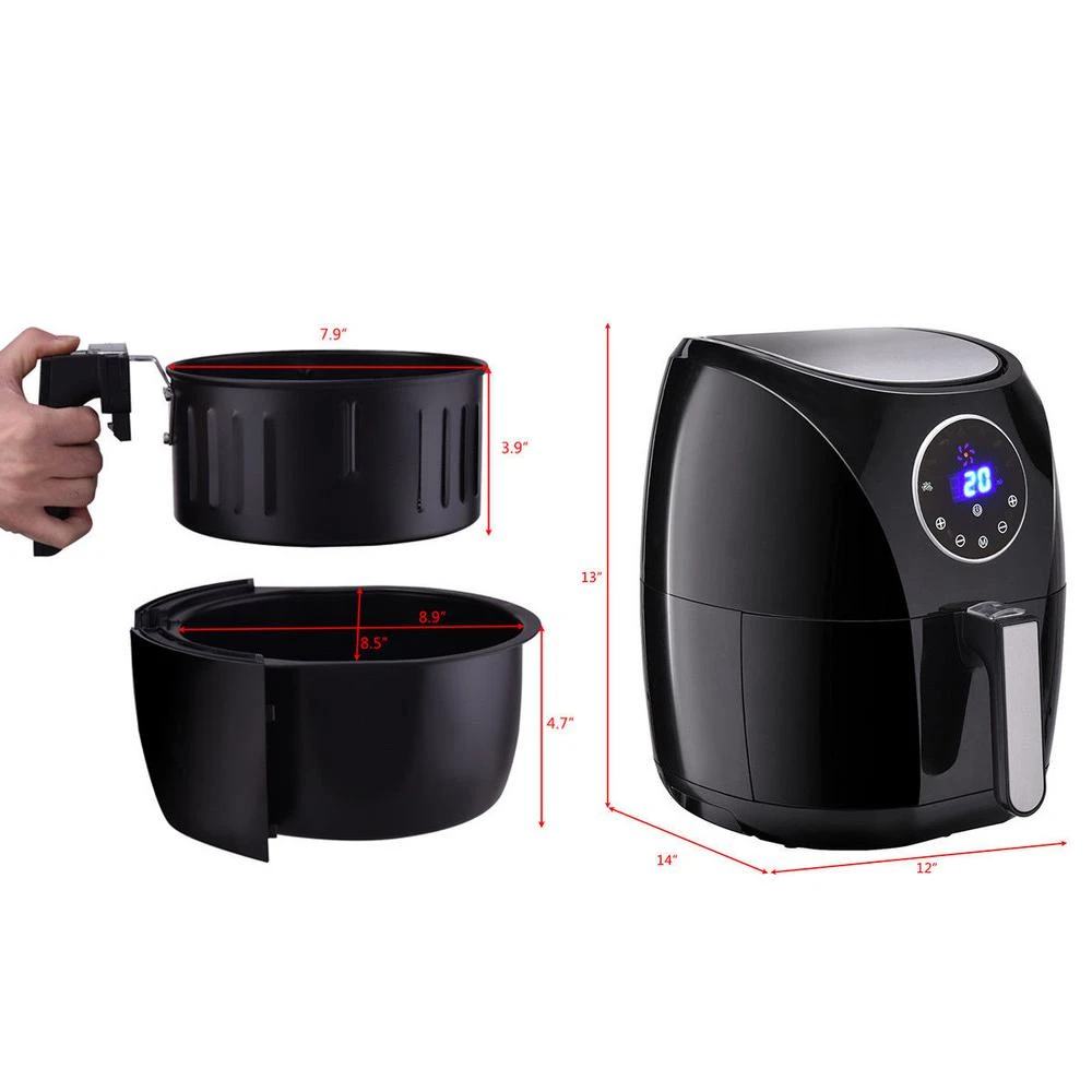 Costway 1400-Watt Electric Air Fryer 3.4 Qt. LCD Touch Screen Timer And Temperature Control 8 Costway 1400-Watt Electric Air Fryer 3.4 Qt. LCD Touch Screen Timer And Temperature Control - Image 6