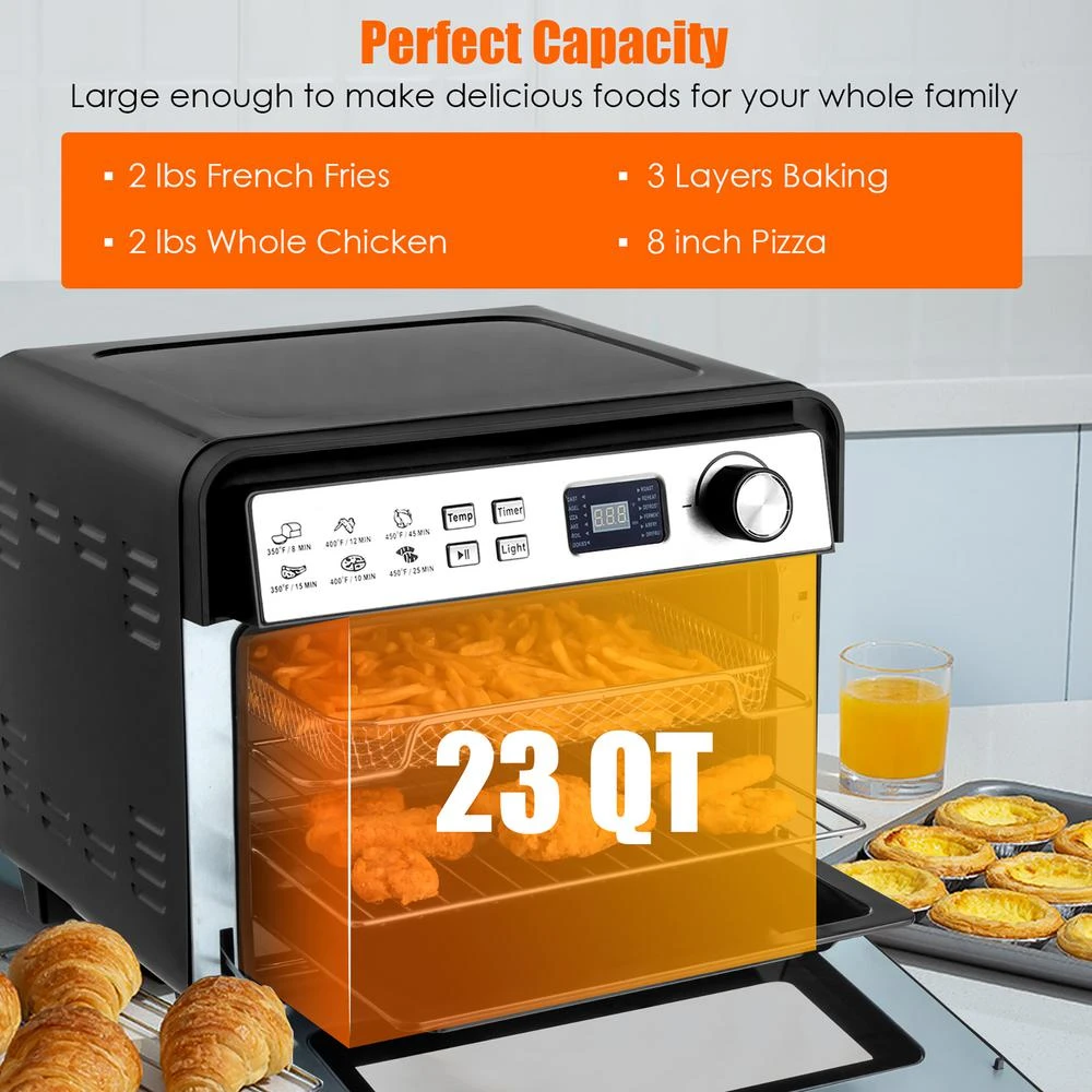 Costway 23 Qt. Black 12-in-1 Air Fryer Oven With Rotisserie 6 Costway 23 Qt. Black 12-in-1 Air Fryer Oven With Rotisserie - Image 4