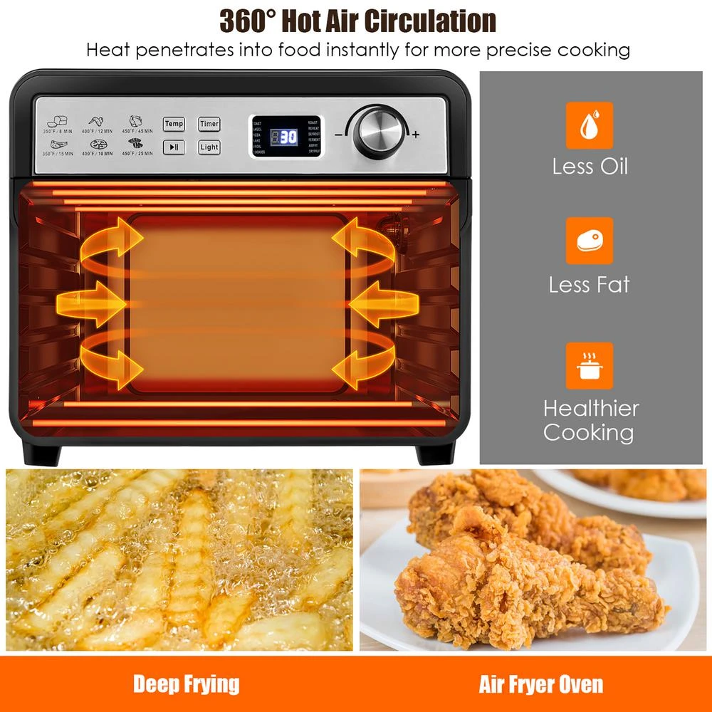 Costway 23 Qt. Black 12-in-1 Air Fryer Oven With Rotisserie 9 Costway 23 Qt. Black 12-in-1 Air Fryer Oven With Rotisserie - Image 7