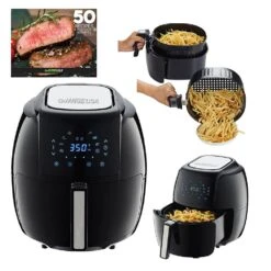 GoWISE USA 8-in-1 5.8 Qt. Black Electric Air Fryer With Recipe Book -Tool Discount Store black gowise usa air fryers gw22731 1f 1000