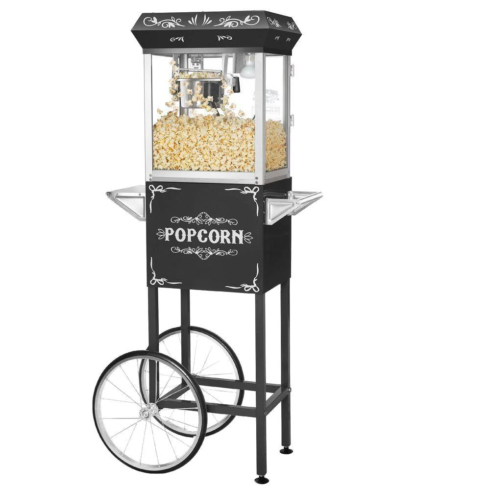 Great Northern Foundation 4 Oz. Black Hot Oil Popcorn Machine With Cart 3 Great Northern Foundation 4 Oz. Black Hot Oil Popcorn Machine With Cart