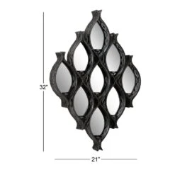 LITTON LANE Eclectic Large Black Diamond Mesh Metal Wall Sconce With Mirrors 10 LITTON LANE Eclectic Large Black Diamond Mesh Metal Wall Sconce With Mirrors -Tool Discount Store black litton lane candle holders 82900 1f 1000