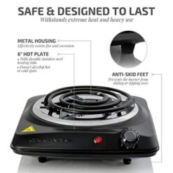 Ovente 1000-Walt (120-Volt) Single Burner 6 In. Hot Plate Black Adjustable Temperature Control -Tool Discount Store black ovente hot plates bgc101b 4f 1000