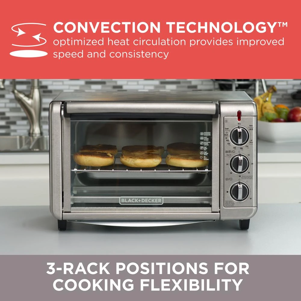 Black & Decker BLACK+DECKER 1500 W 6-Slice Black And Silver Convection Toaster Oven 7 Black & Decker BLACK+DECKER 1500 W 6-Slice Black And Silver Convection Toaster Oven - Image 5