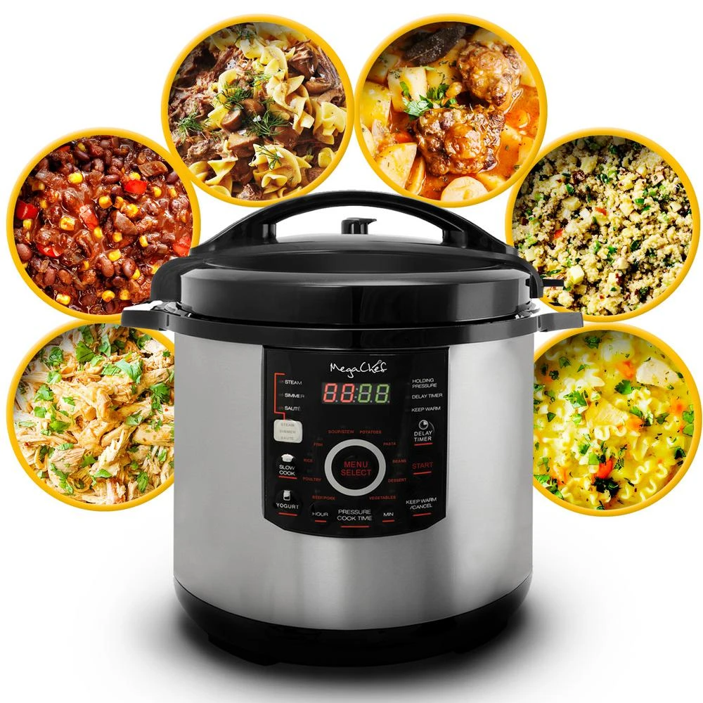 MegaChef 12 Qt. Black And Silver Electric Pressure Cooker With Automatic Shut-Off And Keep Warm Setting 4 MegaChef 12 Qt. Black And Silver Electric Pressure Cooker With Automatic Shut-Off And Keep Warm Setting - Image 2