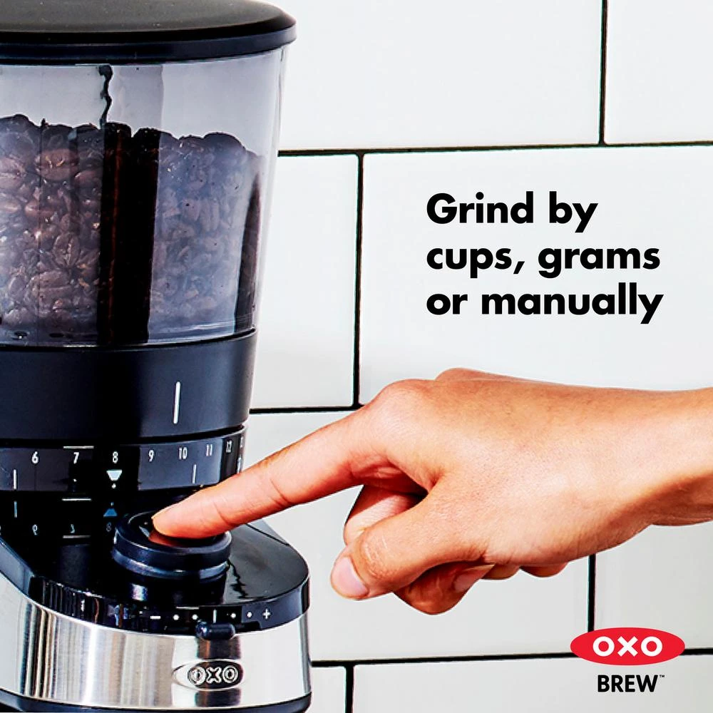 OXO 12 Oz. Black Stainless Steel Burr Coffee Grinder With Integrated Scale 4 OXO 12 Oz. Black Stainless Steel Burr Coffee Grinder With Integrated Scale - Image 2