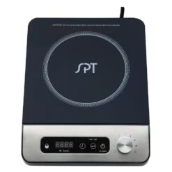 SPT 1650-Watts 8 In. Single Burner Induction Cooker (Silver) W/Control Knob W/3.5L Induction Ready Stainless Pot W/Glass Lid