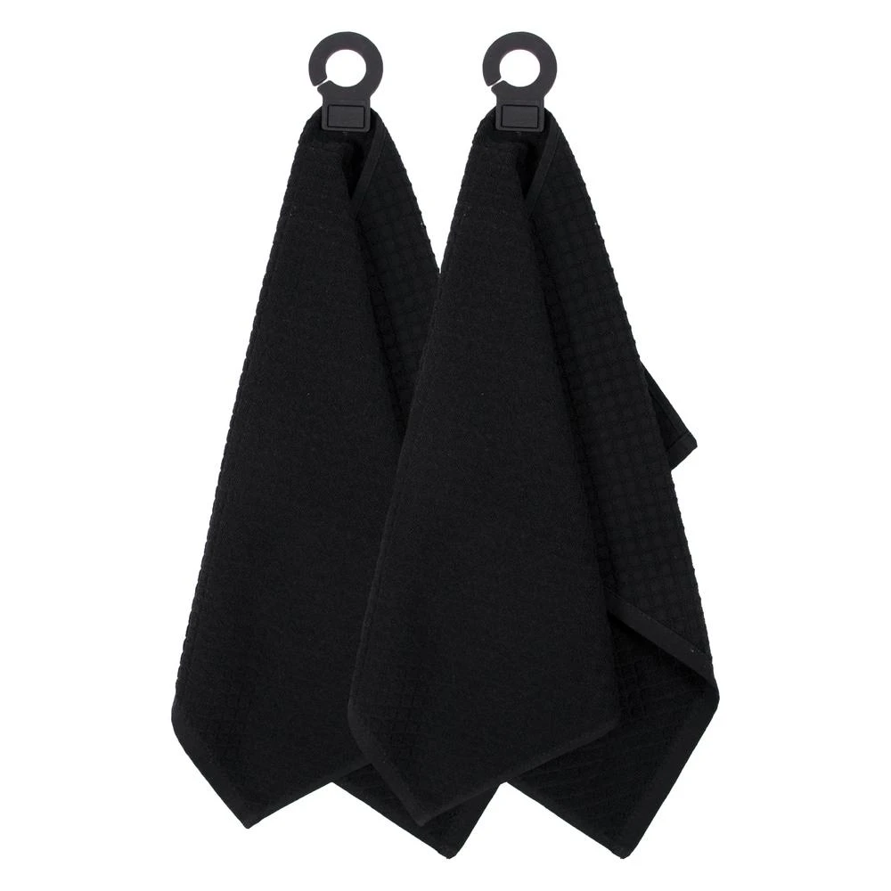 RITZ Hook And Hang Black Woven Cotton Kitchen Towel (Set Of 2) 3 RITZ Hook And Hang Black Woven Cotton Kitchen Towel (Set Of 2)