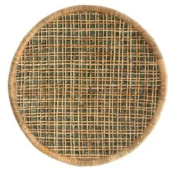 3R Studios Handwoven Beige And Green Rattan Wall Decor