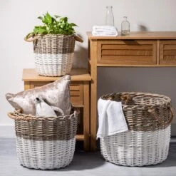 Glitzhome Natural/White Round Wicker Baskets (Set Of 3) 15 Glitzhome Natural/White Round Wicker Baskets (Set Of 3) -Tool Discount Store brown glitzhome storage baskets 1504203390 31 1000