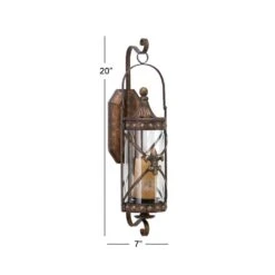 LITTON LANE Old World Riveted Burnished Bronze Iron Candle Sconce -Tool Discount Store brown litton lane candle holders 68391 1f 1000