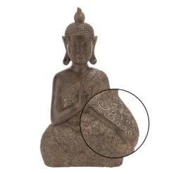 LITTON LANE 17 In. X 9 In. Decorative Buddha Sculpture In Colored Polystone -Tool Discount Store brown litton lane sculptures 44676 4f 1000