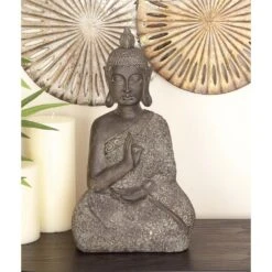 LITTON LANE 17 In. X 9 In. Decorative Buddha Sculpture In Colored Polystone