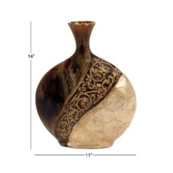 LITTON LANE 14 In. Ceramic And Capiz Urn Decorative Vase In Brown And Gold 14 LITTON LANE 14 In. Ceramic And Capiz Urn Decorative Vase In Brown And Gold -Tool Discount Store brown litton lane vases 64735 1f 1000