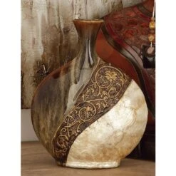 LITTON LANE 14 In. Ceramic And Capiz Urn Decorative Vase In Brown And Gold 17 LITTON LANE 14 In. Ceramic And Capiz Urn Decorative Vase In Brown And Gold -Tool Discount Store brown litton lane vases 64735 31 1000