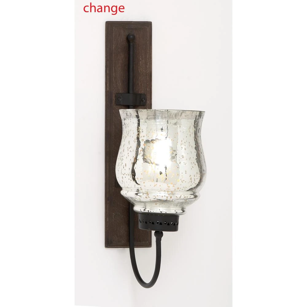 LITTON LANE 21 In. New Traditional Silver Flared Top Hurricane Candle Sconce 4 LITTON LANE 21 In. New Traditional Silver Flared Top Hurricane Candle Sconce - Image 2