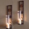 DANYA B Contemporary Metal Brown Wall Candle Sconces With Antique Patina Medallions (Set Of 2) 1 DANYA B Contemporary Metal Brown Wall Candle Sconces With Antique Patina Medallions (Set Of 2) -Tool Discount Store brown tan danya b candle holders qba636 64 1000