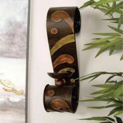 LITTON LANE 19 In. X 5 In. Scrolled Iron Candle Sconces With Metallic Brown Finish (Pair)