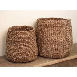 Zentique Concave Hand Woven Seagrass Medium Without Handles Basket 9 Zentique Concave Hand Woven Seagrass Medium Without Handles Basket -Tool Discount Store brown zentique storage baskets zenws b15 m 31 1000