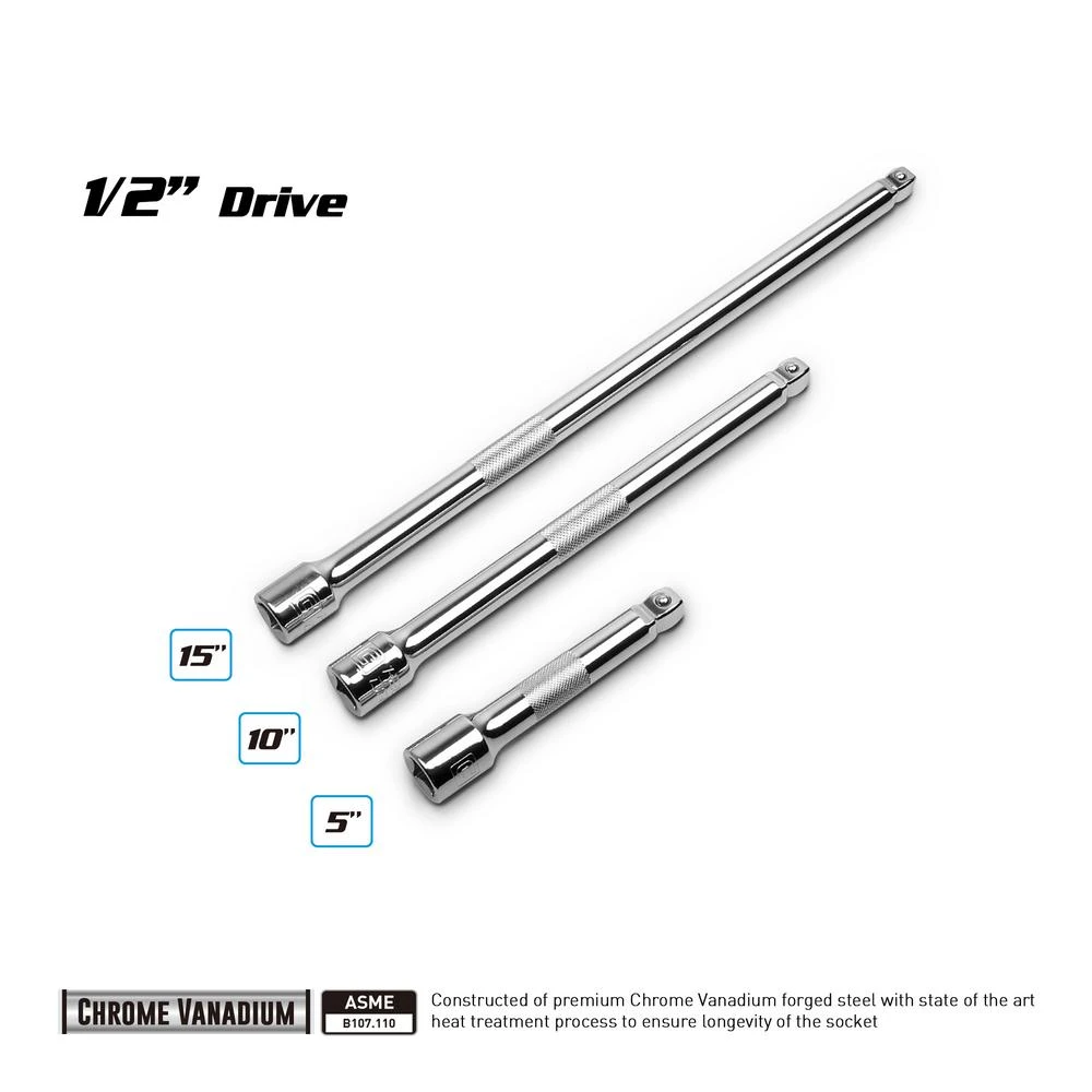 Capri Tools 1/2 In. Drive 5, 10, 15 In. Wobble Extension Bar Set (3-Piece) 7 Capri Tools 1/2 In. Drive 5, 10, 15 In. Wobble Extension Bar Set (3-Piece) - Image 5