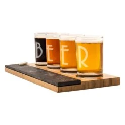 Cathy’s Concepts 5.5 Oz. Bamboo And Slate Craft Beer Tasting Flight -Tool Discount Store cathy s concepts pint glasses 2195br beer 40 1000