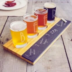 Cathy’s Concepts 5.5 Oz. Bamboo And Slate Craft Beer Tasting Flight -Tool Discount Store cathy s concepts pint glasses 2195br beer 44 1000