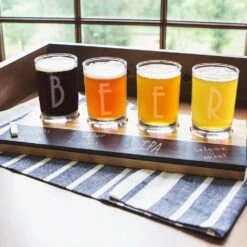 Cathy’s Concepts 5.5 Oz. Bamboo And Slate Craft Beer Tasting Flight -Tool Discount Store cathy s concepts pint glasses 2195br beer 4f 1000