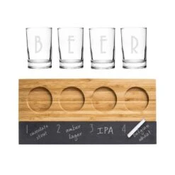 Cathy’s Concepts 5.5 Oz. Bamboo And Slate Craft Beer Tasting Flight
