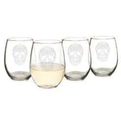 Cathy’s Concepts Sugar Skull 21 Oz. Stemless Wine Glasses -Tool Discount Store cathy s concepts stemless wine glasses hw16 1110 ss 76 1000