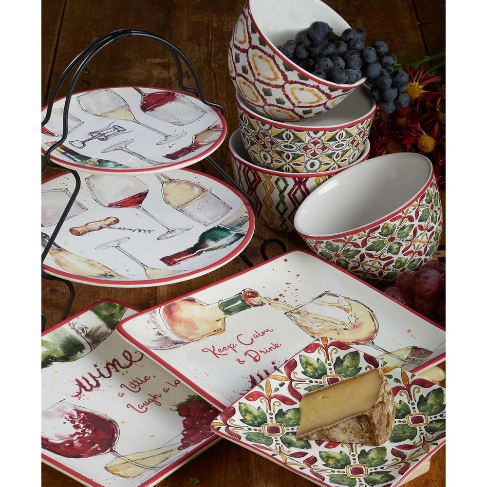 Certified International Napa 9 In. 2-Tier Multicolored Server 5 Certified International Napa 9 In. 2-Tier Multicolored Server - Image 3