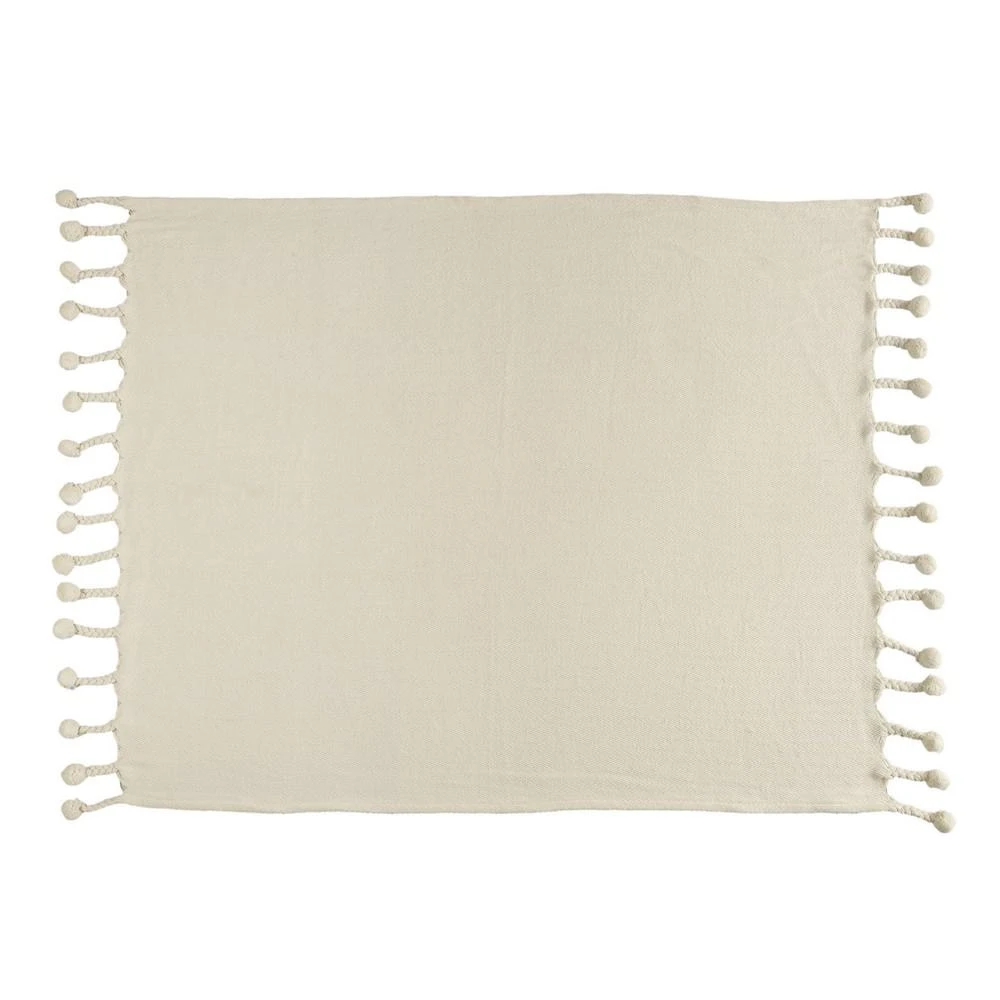 LR Home Embroidery Braided Cream Chevron Herringbone Cotton Throw Blanket 4 LR Home Embroidery Braided Cream Chevron Herringbone Cotton Throw Blanket - Image 2