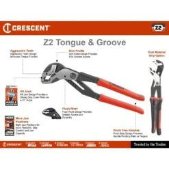 Crescent 8 In. Z2 K9 V-Jaw Dipped Handle Tongue And Groove Pliers -Tool Discount Store crescent all trades tongue groove pliers rtz28v 44 1000