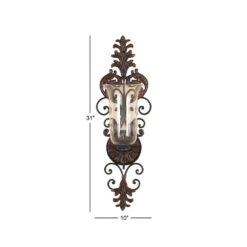 LITTON LANE Antique Gold Flourished Iron Candle Sconce 16 LITTON LANE Antique Gold Flourished Iron Candle Sconce -Tool Discount Store dark brown litton lane candle holders 91512 44 1000