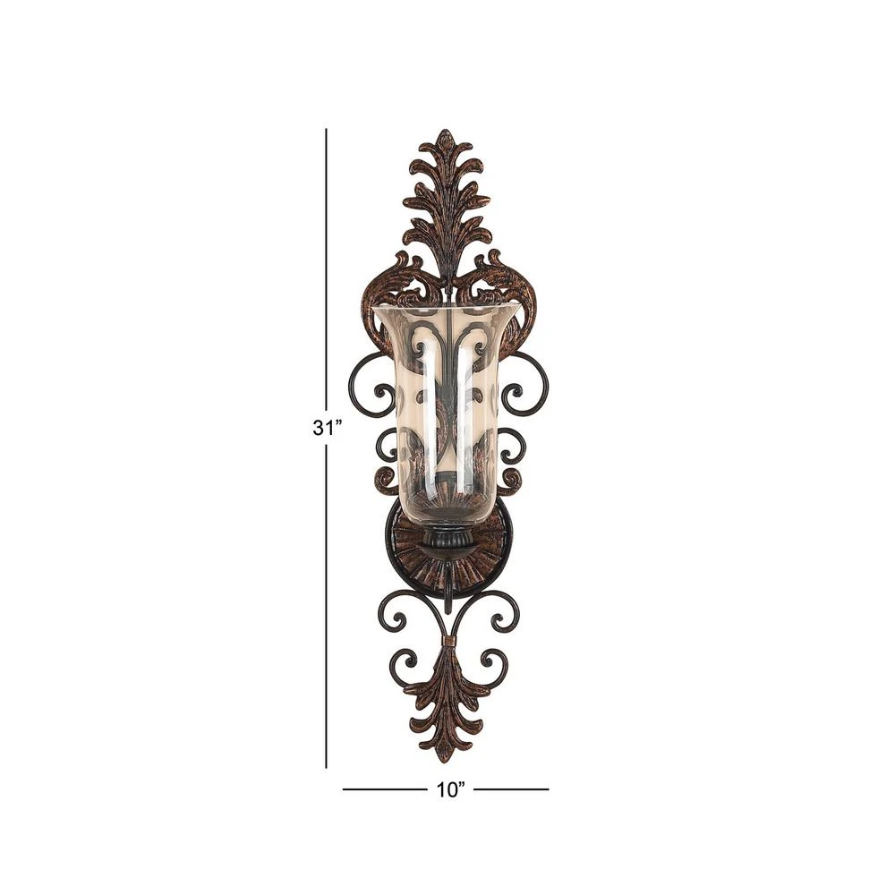 LITTON LANE Antique Gold Flourished Iron Candle Sconce 9 LITTON LANE Antique Gold Flourished Iron Candle Sconce - Image 7