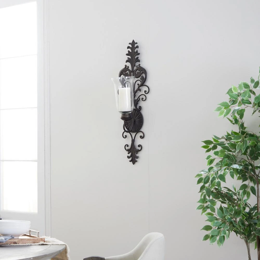 LITTON LANE Antique Gold Flourished Iron Candle Sconce 5 LITTON LANE Antique Gold Flourished Iron Candle Sconce - Image 3