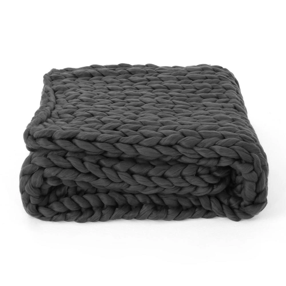 Noble House Marnie Dark Grey Acrylic Throw Blanket 3 Noble House Marnie Dark Grey Acrylic Throw Blanket